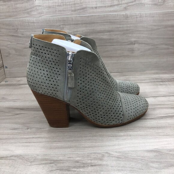 Rag & Bone Ankle Boots Womens EU 39.5 Light Gray Suede Double Zip Booties - Picture 8 of 10